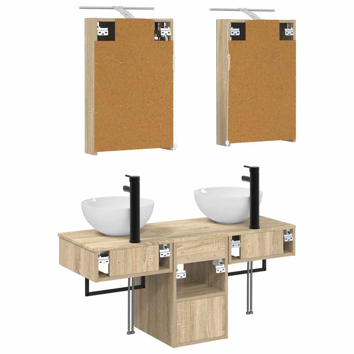 Badeværelsesskabsæt 5 pcs Sonoma-eg 40 x 10,5 x 60,5 cm