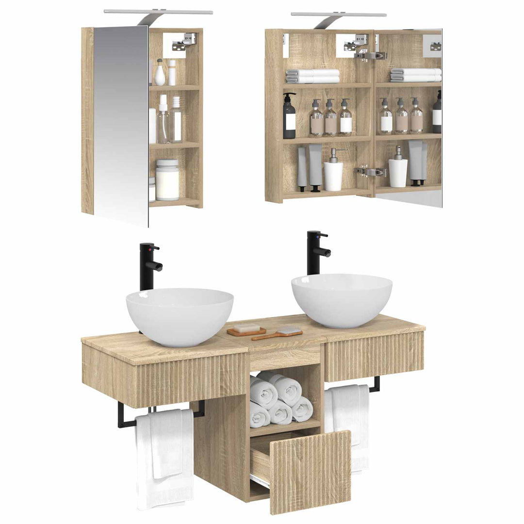 Badeværelsesskabsæt 5 pcs Sonoma-eg 40 x 10,5 x 60,5 cm
