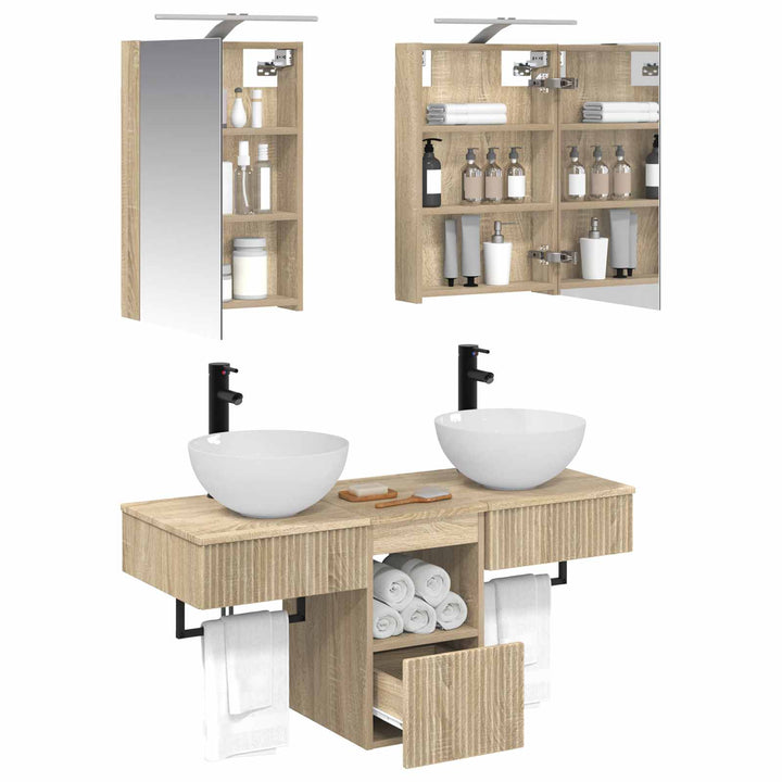 Badeværelsesskabsæt 5 pcs Sonoma-eg 40 x 10,5 x 60,5 cm