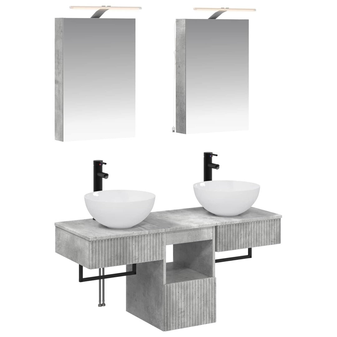 Badeværelsesskabsæt 5 pcs Betongrå 40 x 10,5 x 60,5 cm