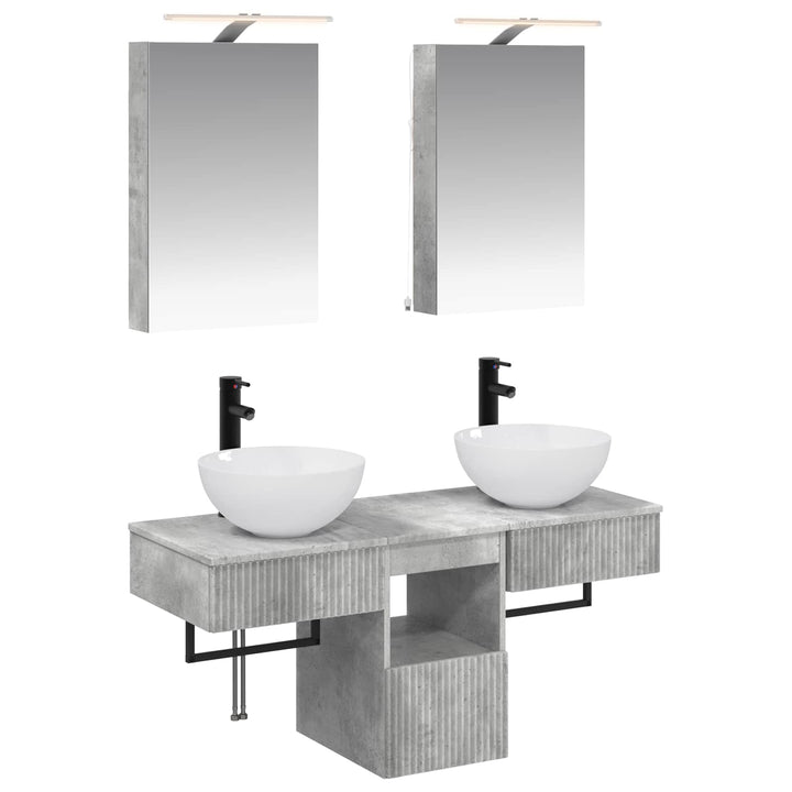 Badeværelsesskabsæt 5 pcs Betongrå 40 x 10,5 x 60,5 cm