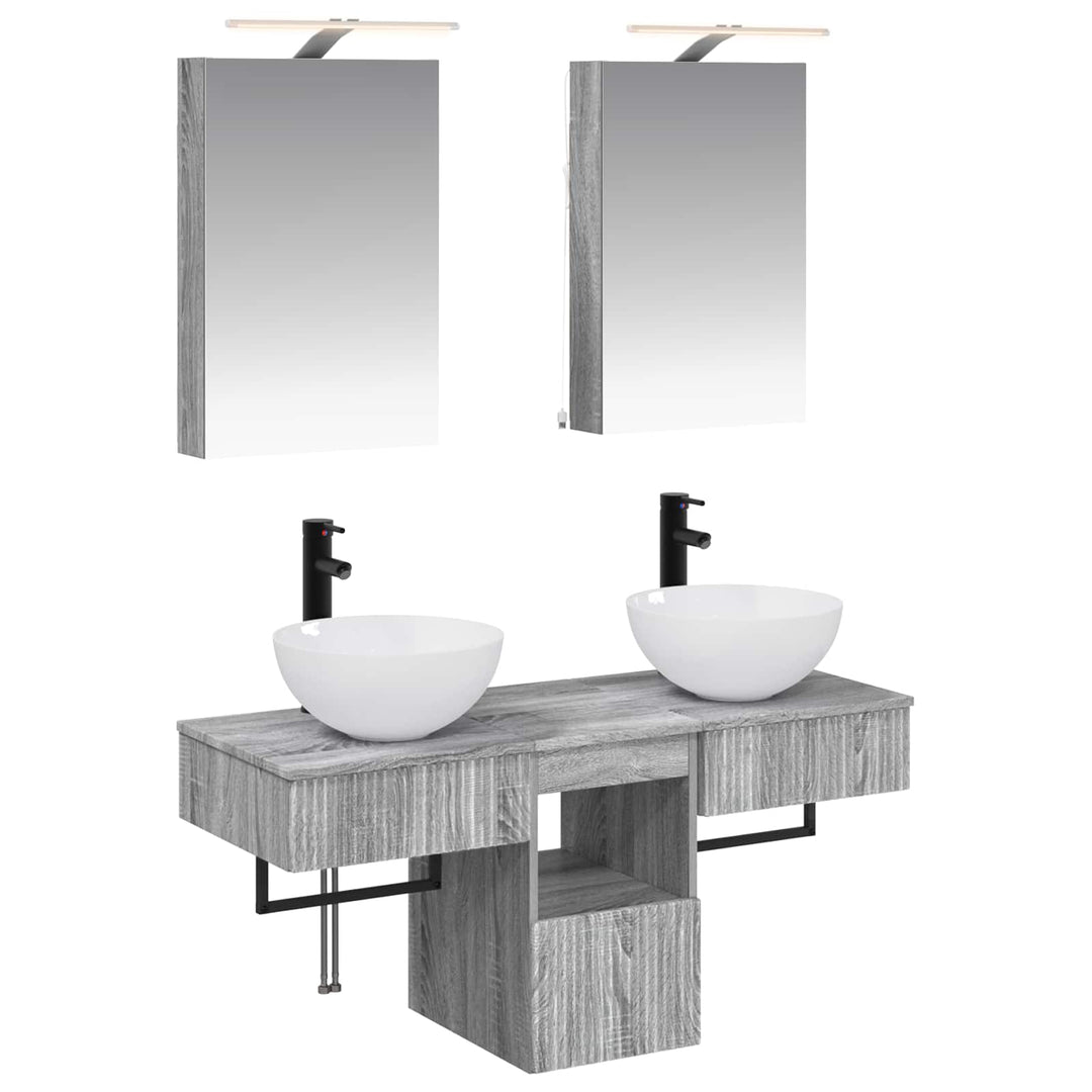 Badeværelsesskabsæt 5 pcs Grå Sonoma 40 x 10,5 x 60,5 cm