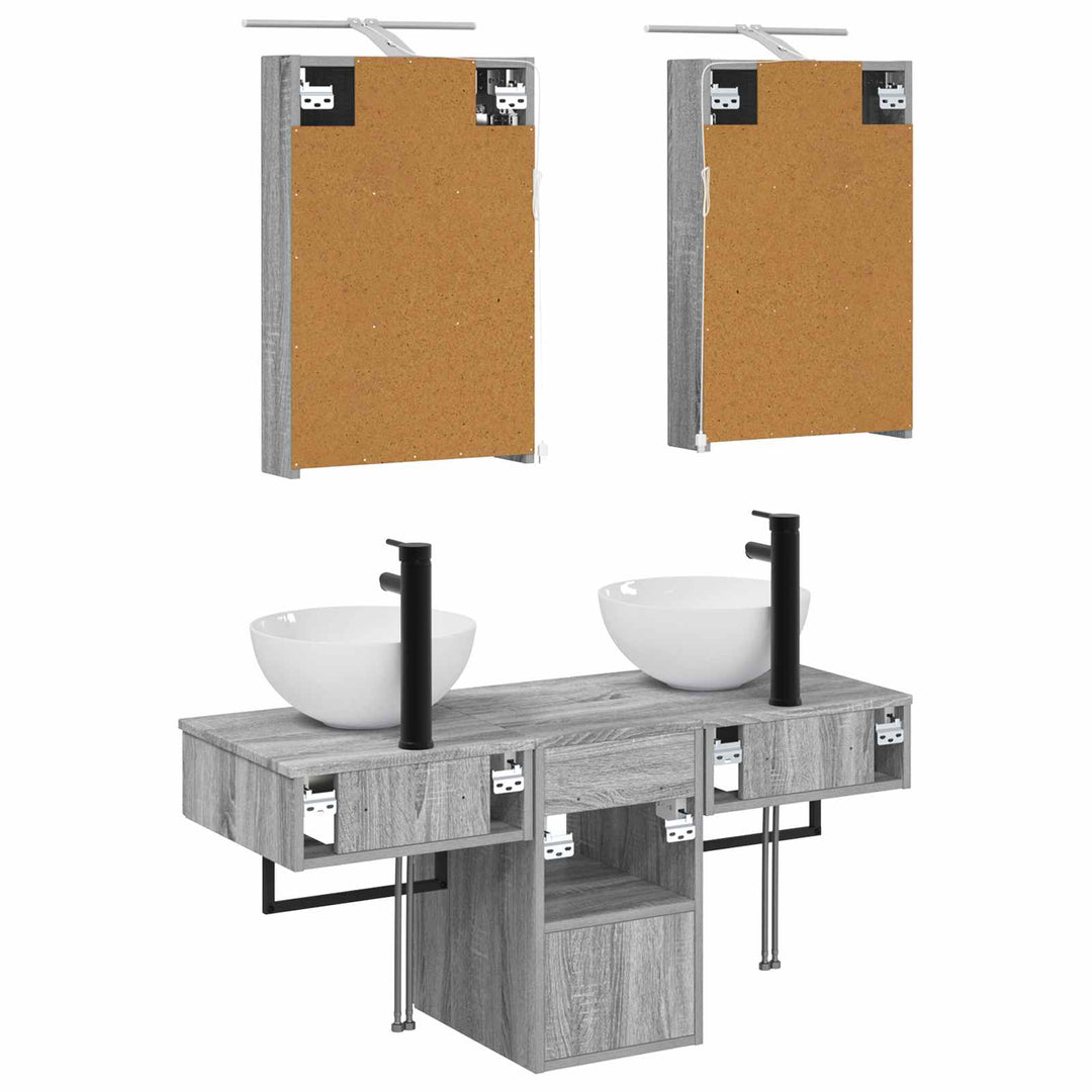 Badeværelsesskabsæt 5 pcs Grå Sonoma 40 x 10,5 x 60,5 cm
