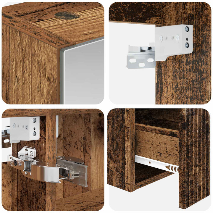 Badeværelsesskabsæt 5 pcs Gammelt træ 40 x 10,5 x 60,5 cm