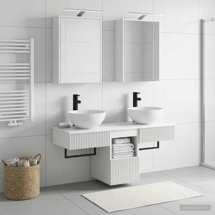 Badeværelsesskabsæt 5 pcs Hvid 43 x 16 x 62,5 cm