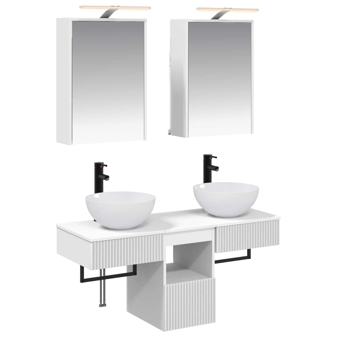 Badeværelsesskabsæt 5 pcs Hvid 43 x 16 x 62,5 cm