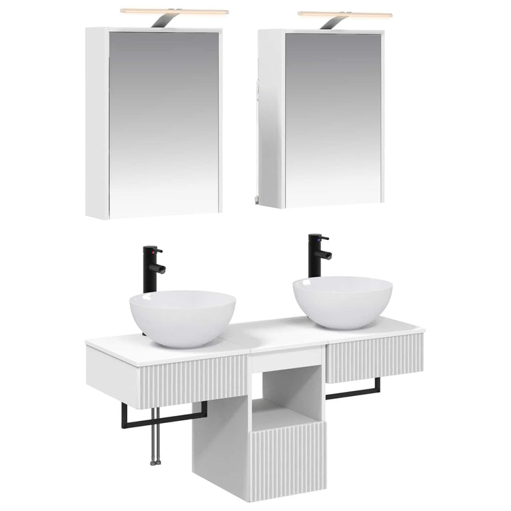Badeværelsesskabsæt 5 pcs Hvid 43 x 16 x 62,5 cm