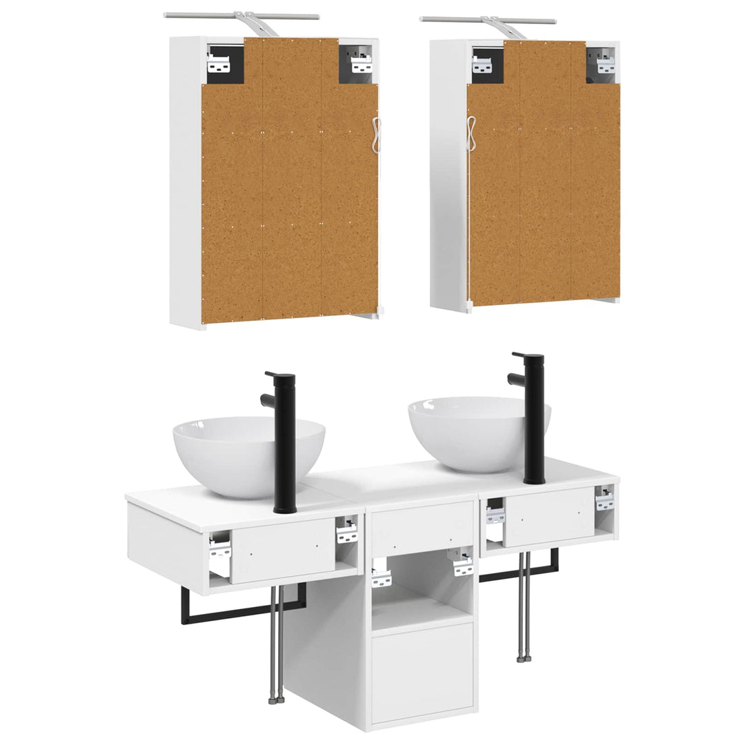 Badeværelsesskabsæt 5 pcs Hvid 43 x 16 x 62,5 cm