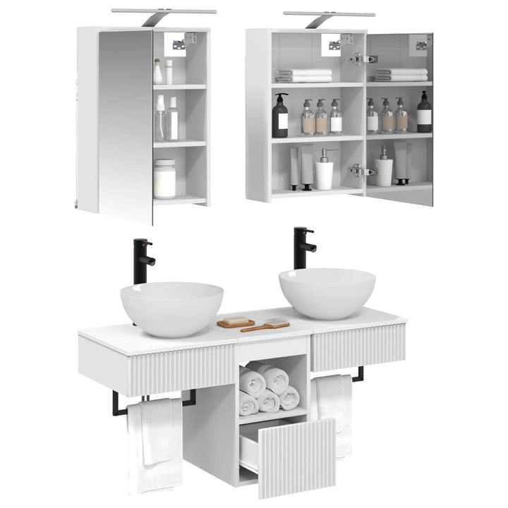 Badeværelsesskabsæt 5 pcs Hvid 43 x 16 x 62,5 cm