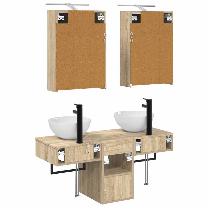 Badeværelsesskabsæt 5 pcs Sonoma-eg 43 x 16 x 62,5 cm