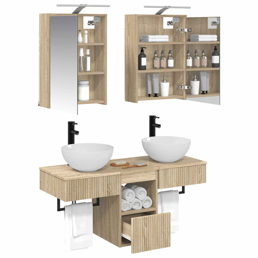 Badeværelsesskabsæt 5 pcs Sonoma-eg 43 x 16 x 62,5 cm