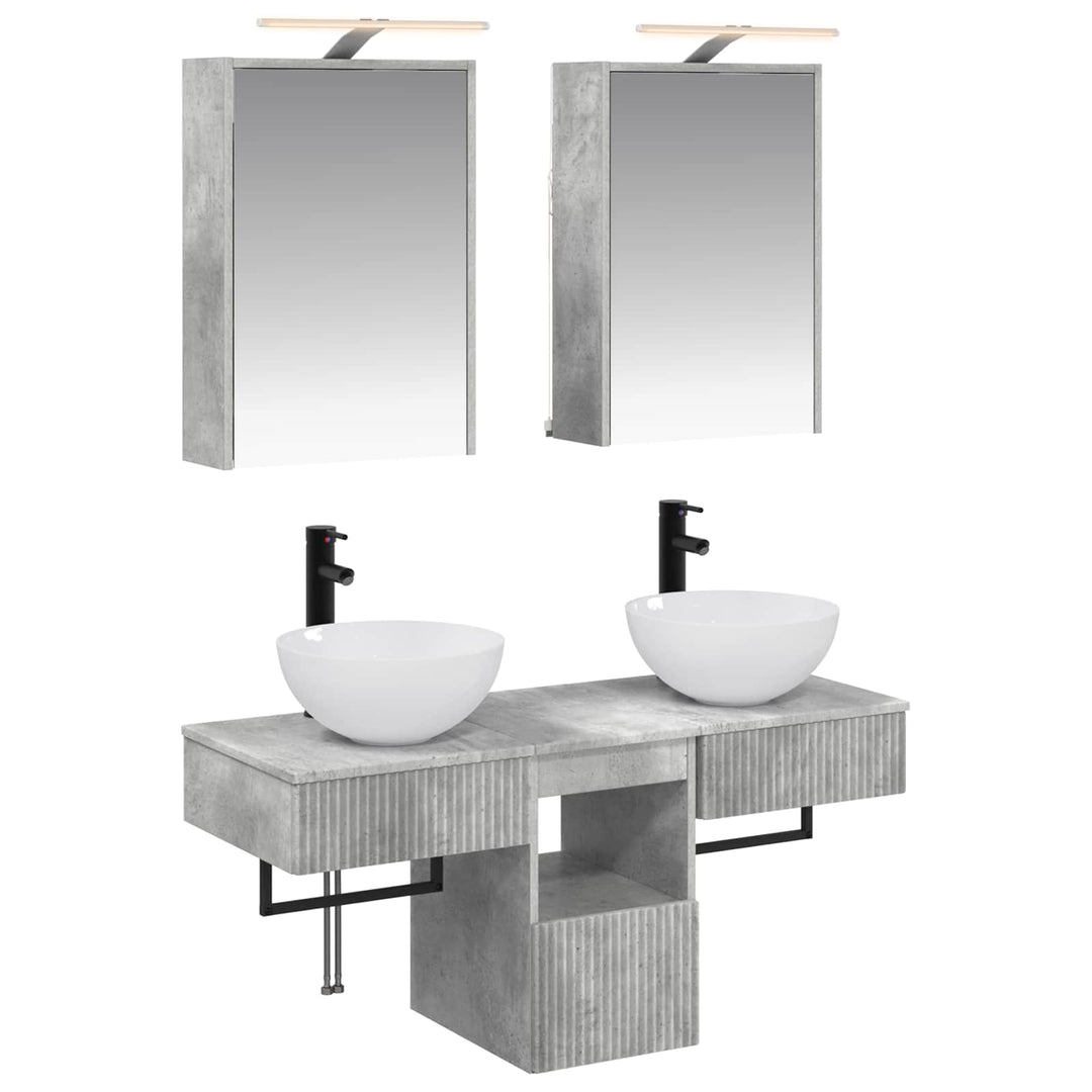 Badeværelsesskabsæt 5 pcs Betongrå 43 x 16 x 62,5 cm