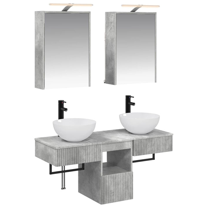 Badeværelsesskabsæt 5 pcs Betongrå 43 x 16 x 62,5 cm