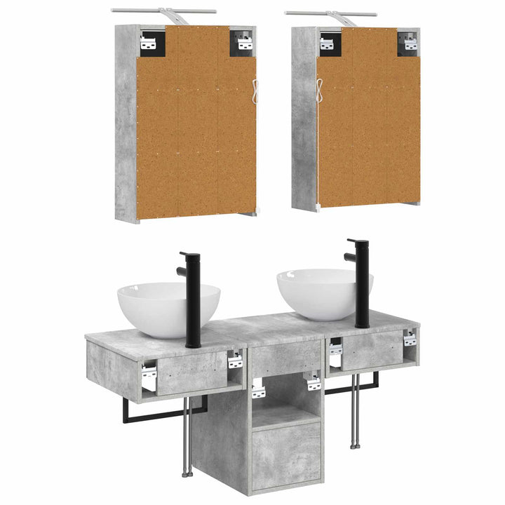 Badeværelsesskabsæt 5 pcs Betongrå 43 x 16 x 62,5 cm