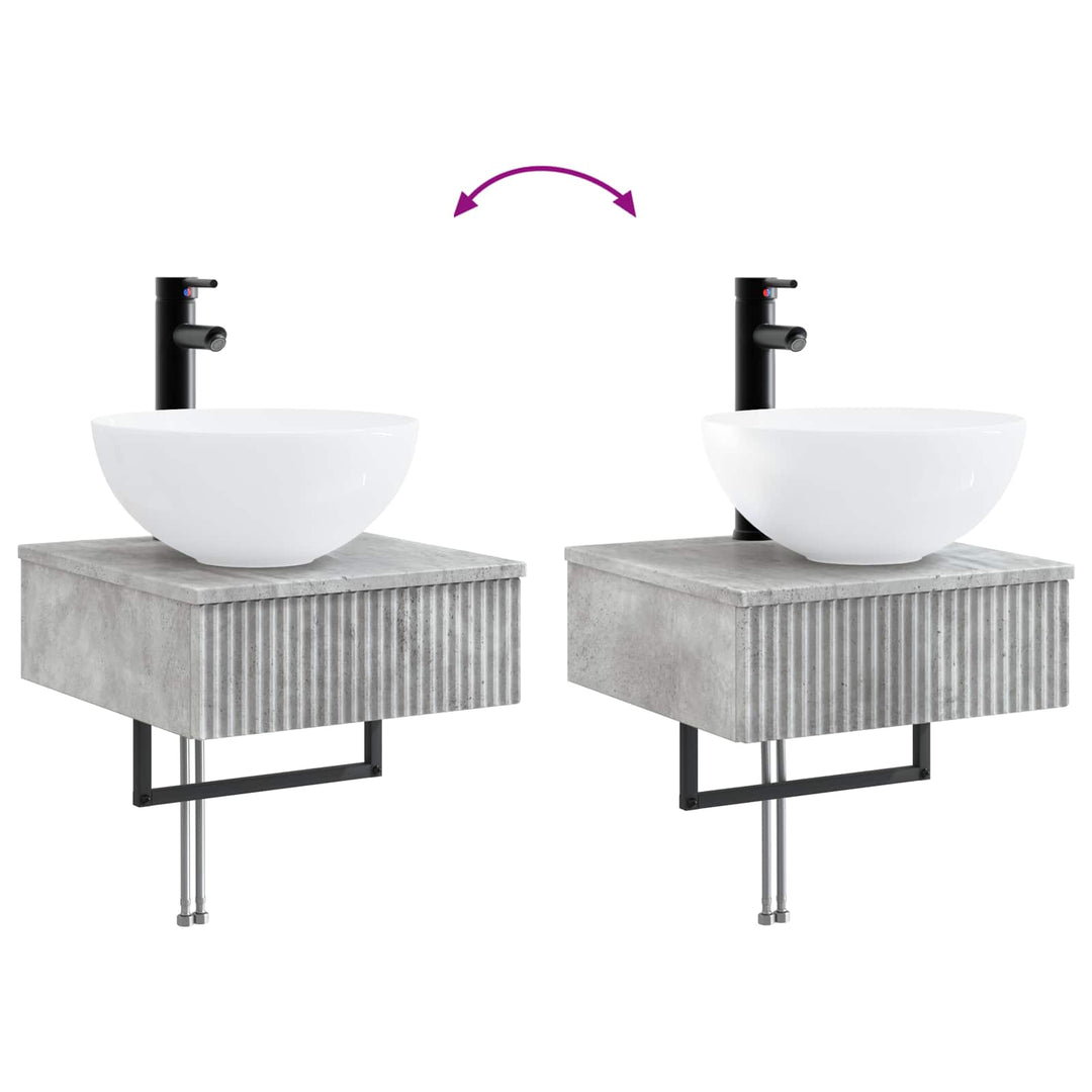 Badeværelsesskabsæt 5 pcs Betongrå 43 x 16 x 62,5 cm