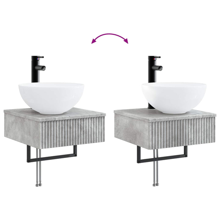 Badeværelsesskabsæt 5 pcs Betongrå 43 x 16 x 62,5 cm