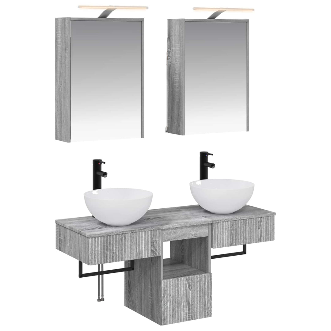 Badeværelsesskabsæt 5 pcs Grå Sonoma 43 x 16 x 62,5 cm