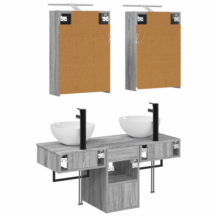 Badeværelsesskabsæt 5 pcs Grå Sonoma 43 x 16 x 62,5 cm