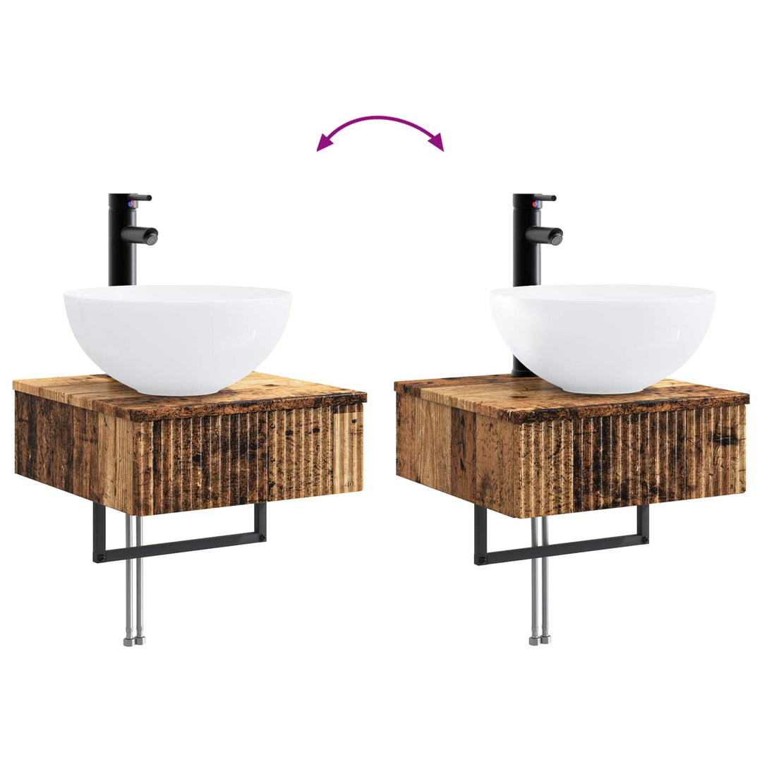 Badeværelsesskabsæt 5 pcs Gammelt træ 43 x 16 x 62,5 cm