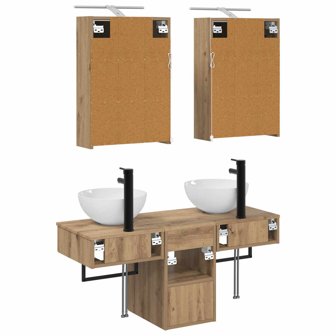 Badeværelsesskabsæt 5 pcs Artisan-eg 43 x 16 x 62,5 cm
