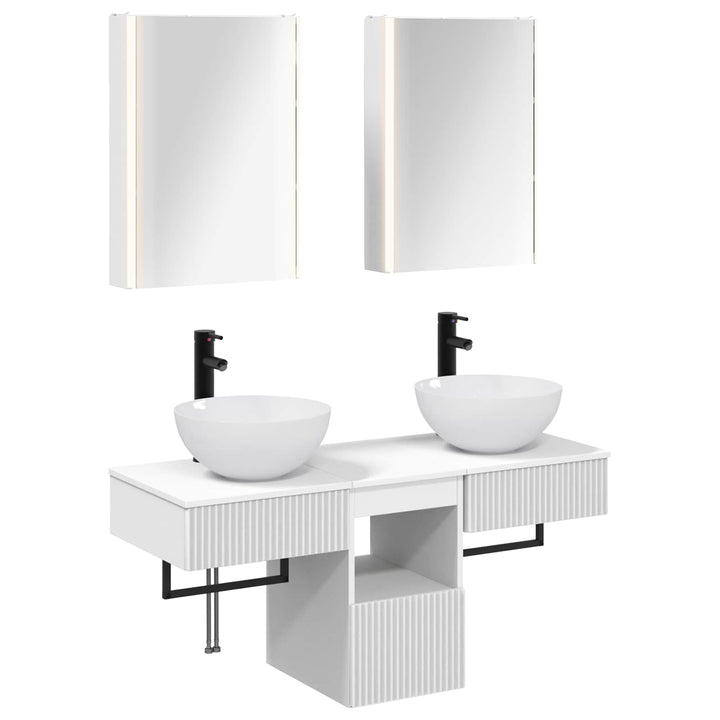 Badeværelsesskabsæt 5 pcs Hvid 43 x 11,5 x 60,5 cm