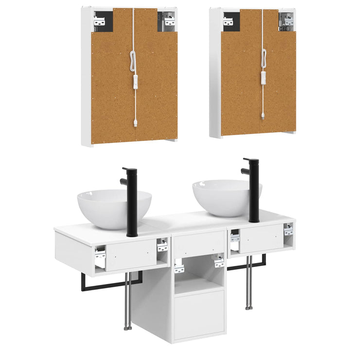 Badeværelsesskabsæt 5 pcs Hvid 43 x 11,5 x 60,5 cm