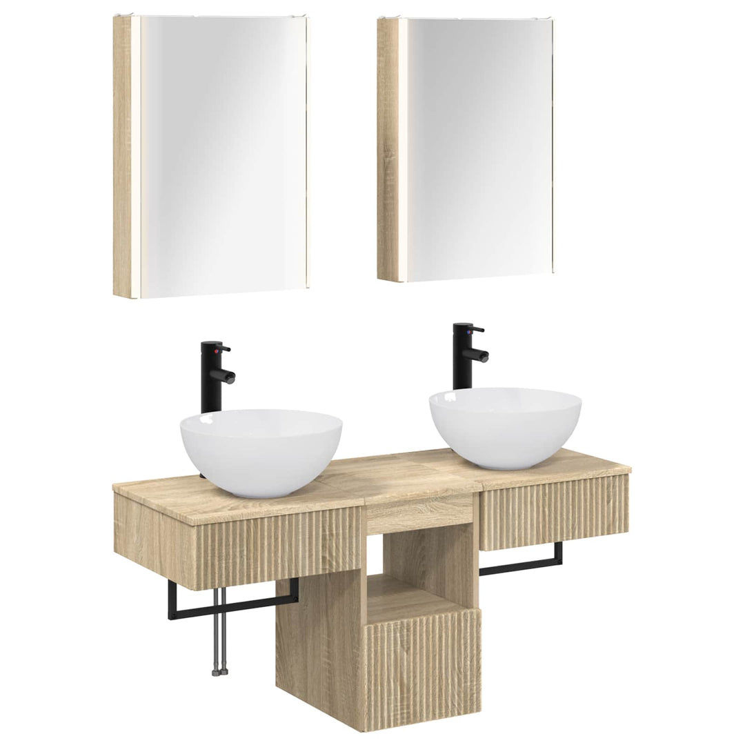 Badeværelsesskabsæt 5 pcs Sonoma-eg 43 x 11,5 x 60,5 cm
