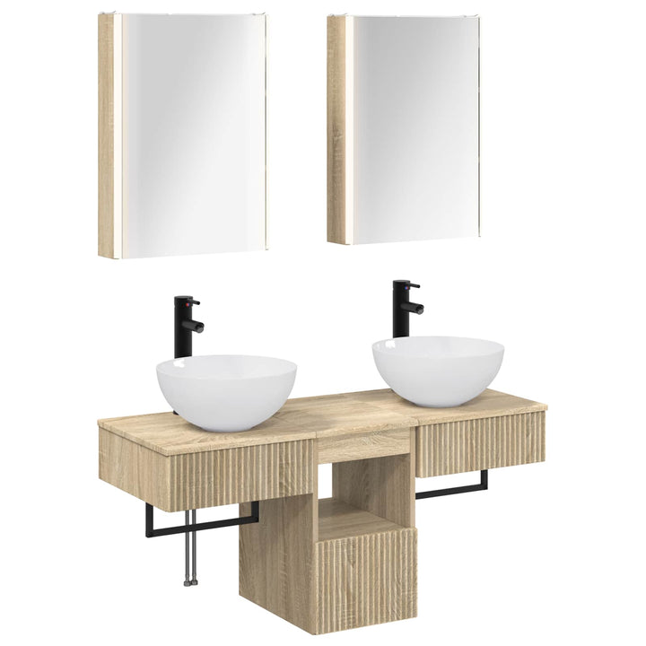 Badeværelsesskabsæt 5 pcs Sonoma-eg 43 x 11,5 x 60,5 cm