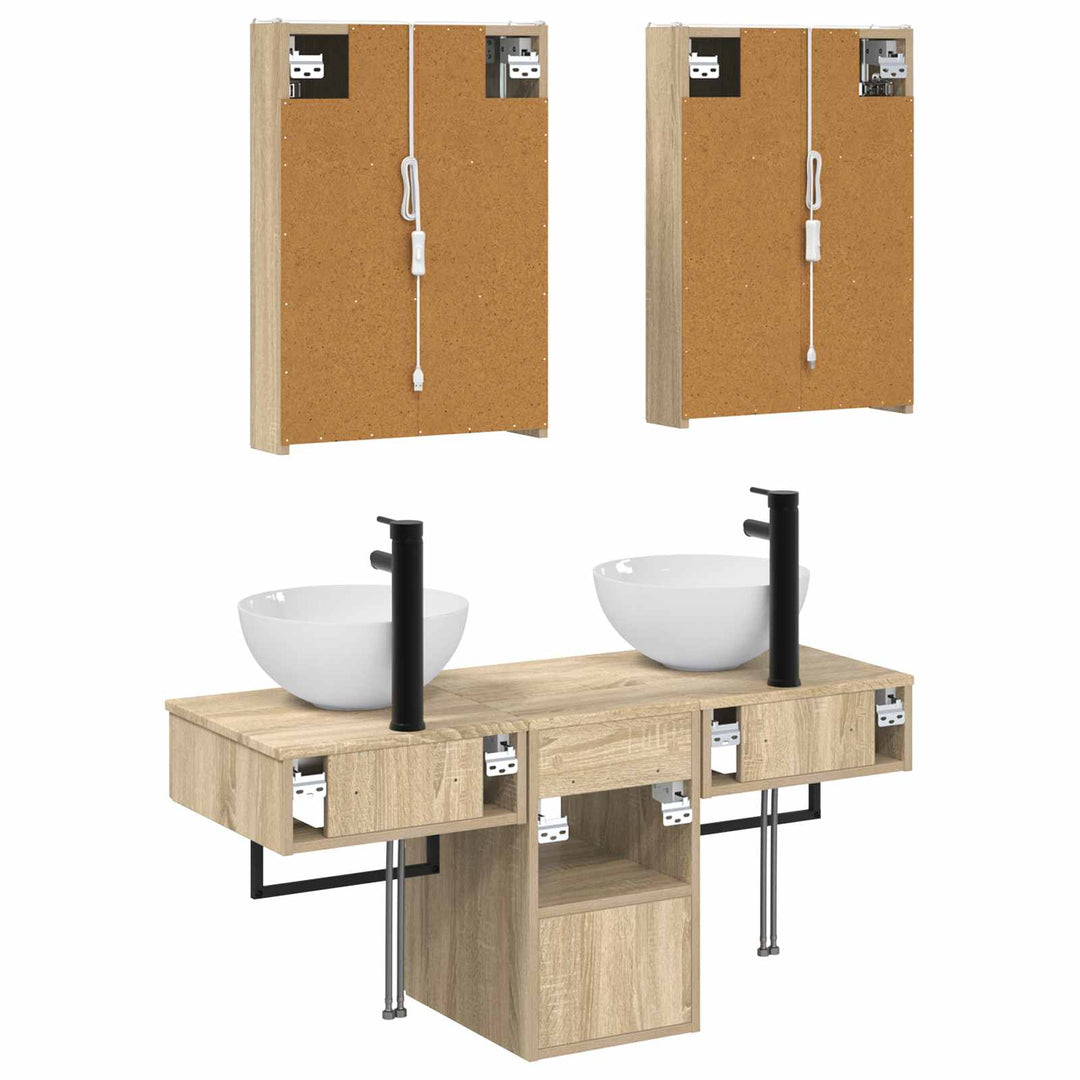 Badeværelsesskabsæt 5 pcs Sonoma-eg 43 x 11,5 x 60,5 cm