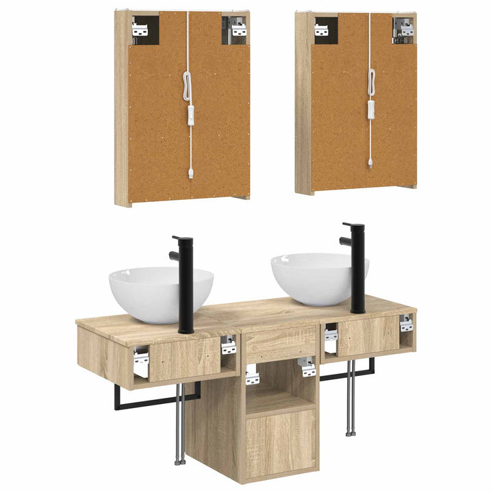 Badeværelsesskabsæt 5 pcs Sonoma-eg 43 x 11,5 x 60,5 cm