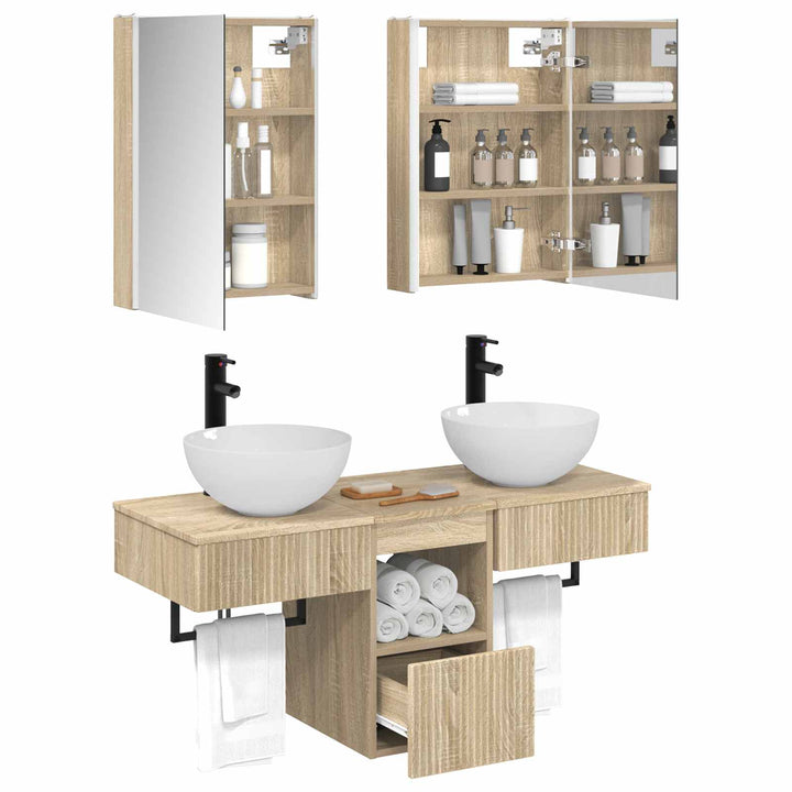 Badeværelsesskabsæt 5 pcs Sonoma-eg 43 x 11,5 x 60,5 cm