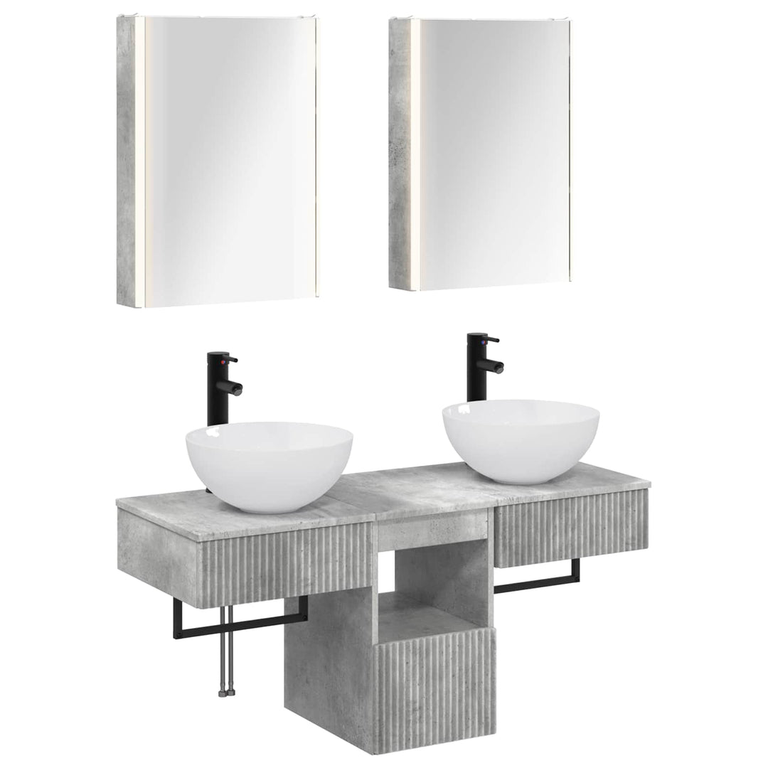 Badeværelsesskabsæt 5 pcs Betongrå 43 x 11,5 x 60,5 cm