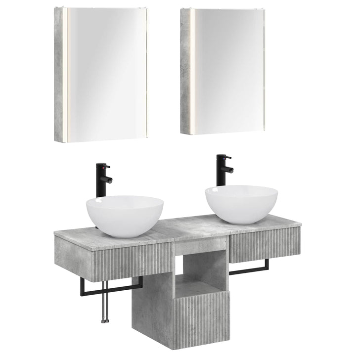 Badeværelsesskabsæt 5 pcs Betongrå 43 x 11,5 x 60,5 cm