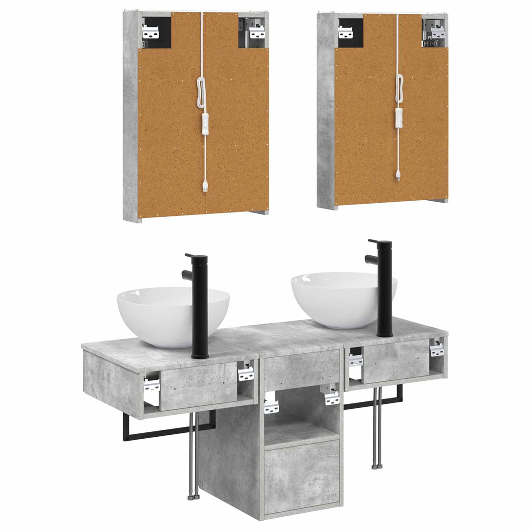 Badeværelsesskabsæt 5 pcs Betongrå 43 x 11,5 x 60,5 cm