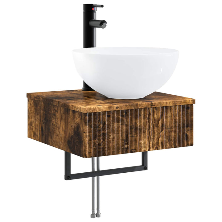 Badeværelsesskabsæt 5 pcs Røget eg 43 x 11,5 x 60,5 cm