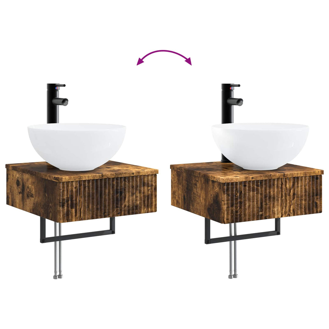 Badeværelsesskabsæt 5 pcs Røget eg 43 x 11,5 x 60,5 cm