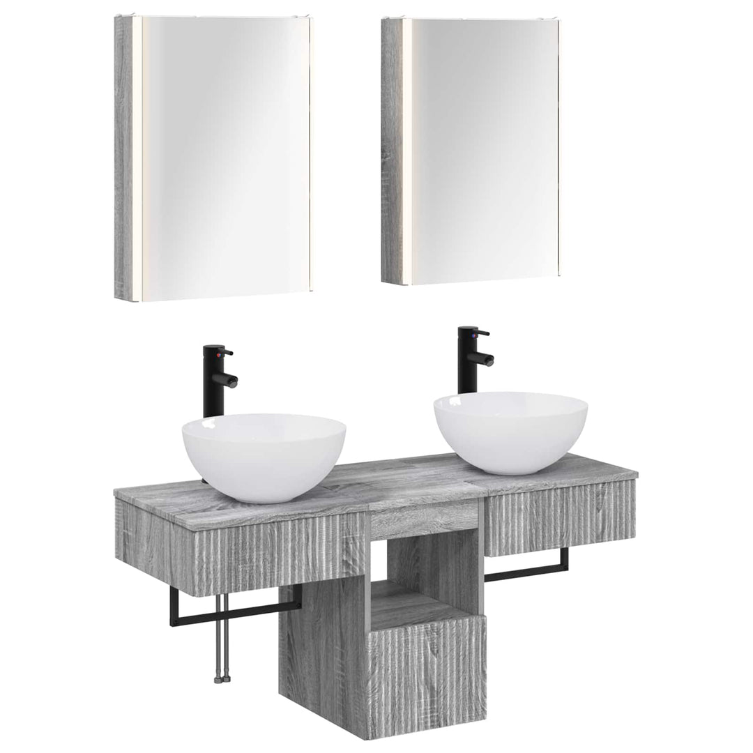 Badeværelsesskabsæt 5 pcs Grå Sonoma 43 x 11,5 x 60,5 cm