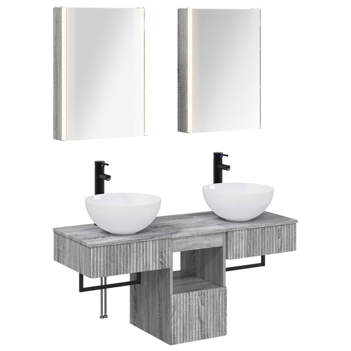 Badeværelsesskabsæt 5 pcs Grå Sonoma 43 x 11,5 x 60,5 cm