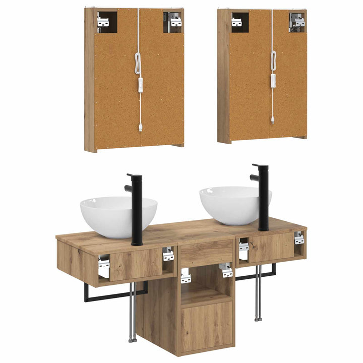 Badeværelsesskabsæt 5 pcs Artisan-eg 43 x 11,5 x 60,5 cm