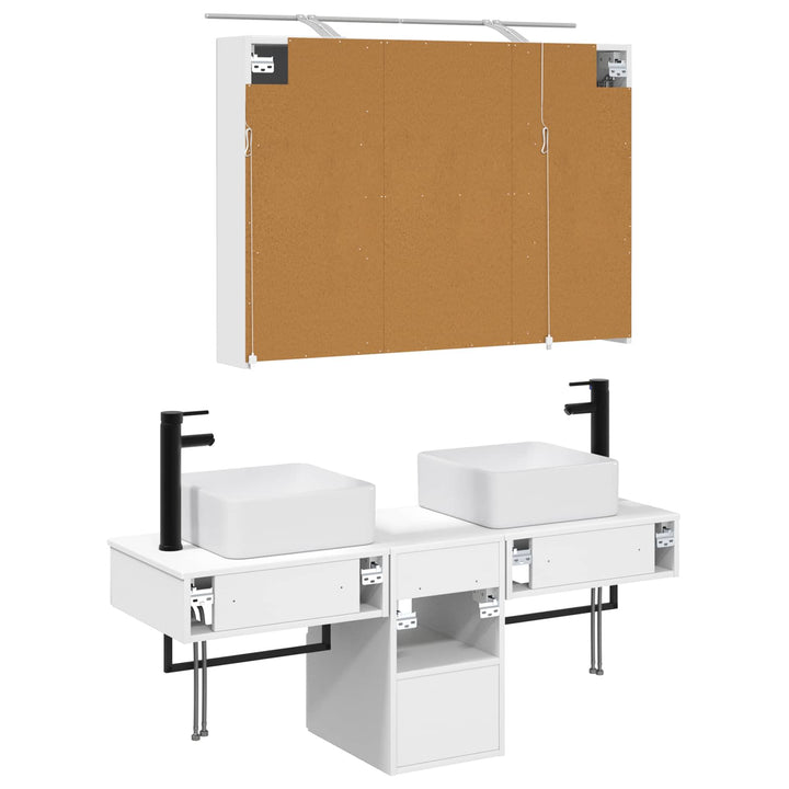 Badeværelsesskabsæt 4 pcs Hvid 100 x 14,5 x 70 cm