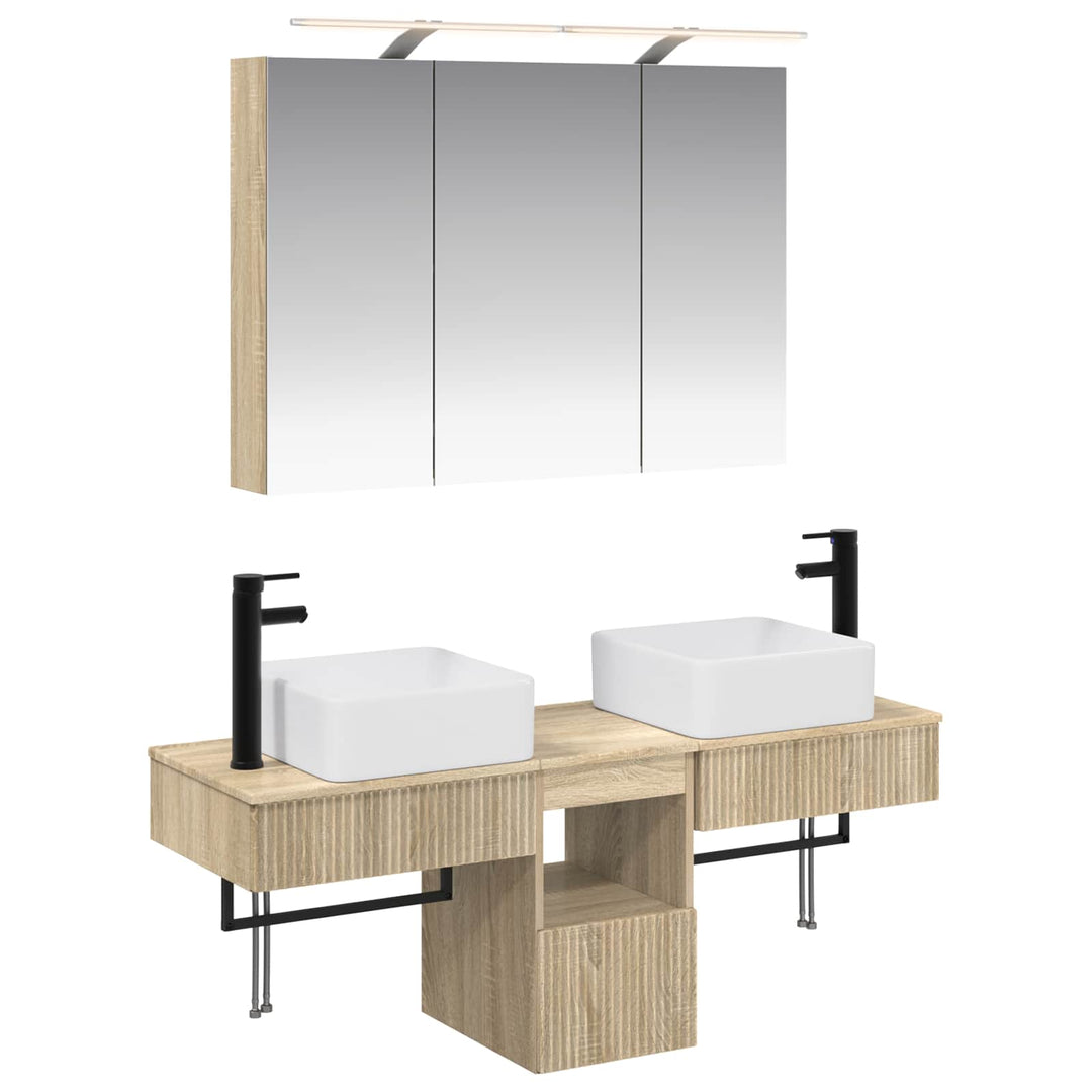 Badeværelsesskabsæt 4 pcs Sonoma-eg 100 x 14,5 x 70 cm