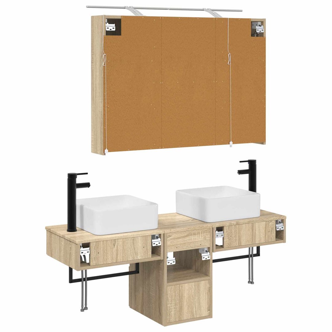 Badeværelsesskabsæt 4 pcs Sonoma-eg 100 x 14,5 x 70 cm