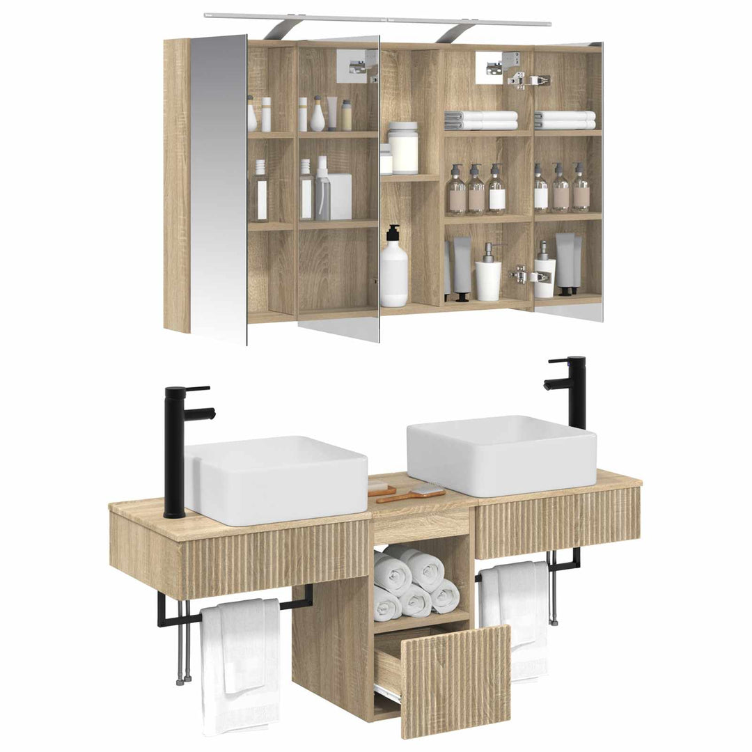 Badeværelsesskabsæt 4 pcs Sonoma-eg 100 x 14,5 x 70 cm