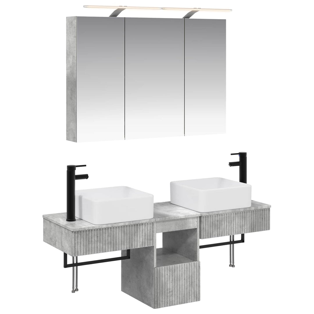 Badeværelsesskabsæt 4 pcs Betongrå 100 x 14,5 x 70 cm