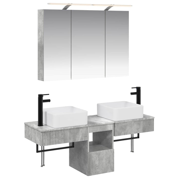 Badeværelsesskabsæt 4 pcs Betongrå 100 x 14,5 x 70 cm
