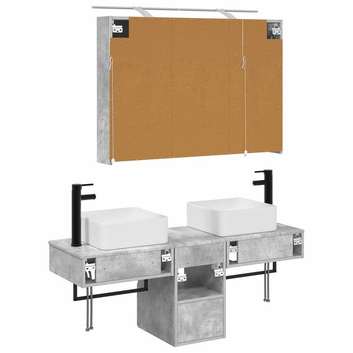Badeværelsesskabsæt 4 pcs Betongrå 100 x 14,5 x 70 cm