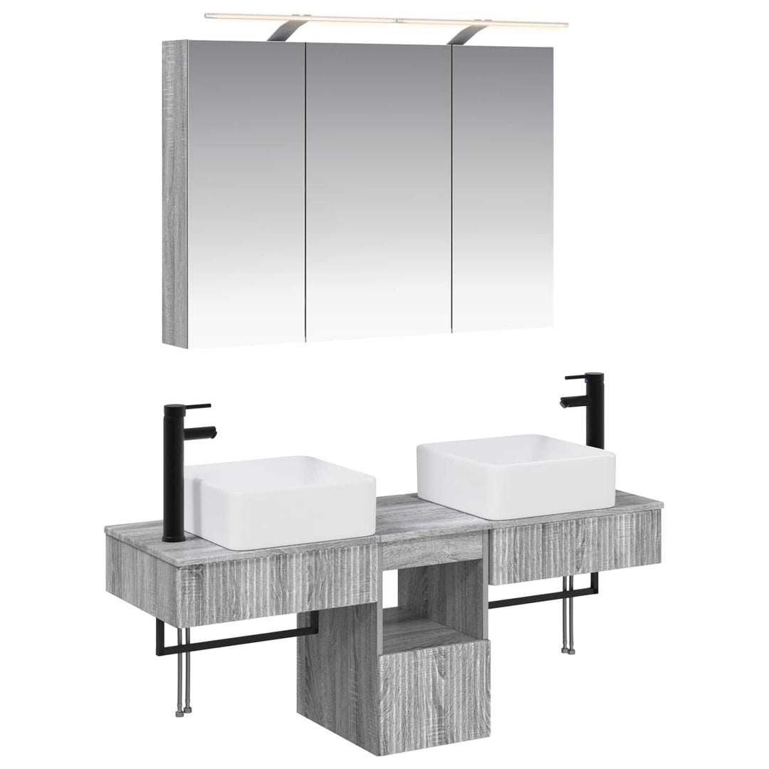 Badeværelsesskabsæt 4 pcs Grå Sonoma 100 x 14,5 x 70 cm