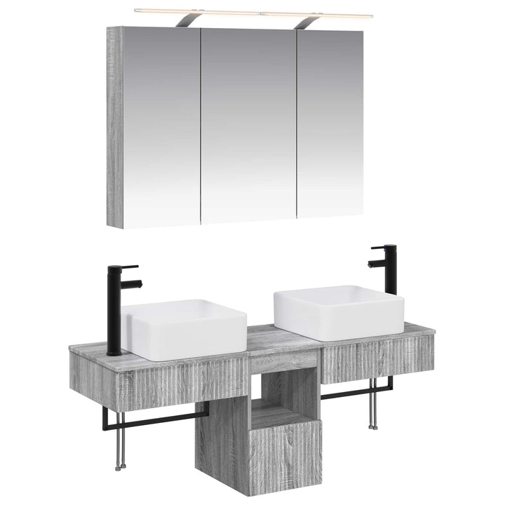 Badeværelsesskabsæt 4 pcs Grå Sonoma 100 x 14,5 x 70 cm