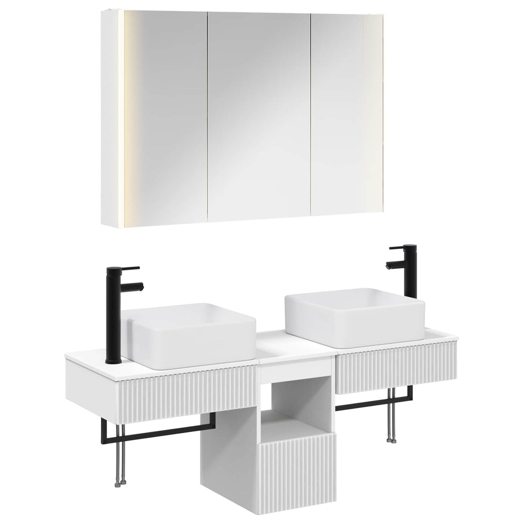 Badeværelsesskabsæt 4 pcs Hvid 103,5 x 15,5 x 70 cm