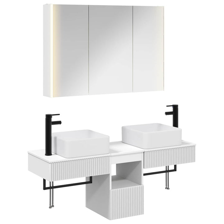 Badeværelsesskabsæt 4 pcs Hvid 103,5 x 15,5 x 70 cm